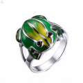 Anéis verdes do Eamel do aço inoxidável brilhante da forma da rã